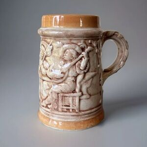 Vintage Beer Stein Mug Handle Old World Antique Munitions Drinking Pub Life